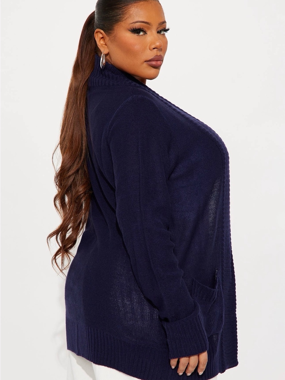 NWT Navy Open-Front Knit Cardigan Sweater Size Small - Picture 2 of 3